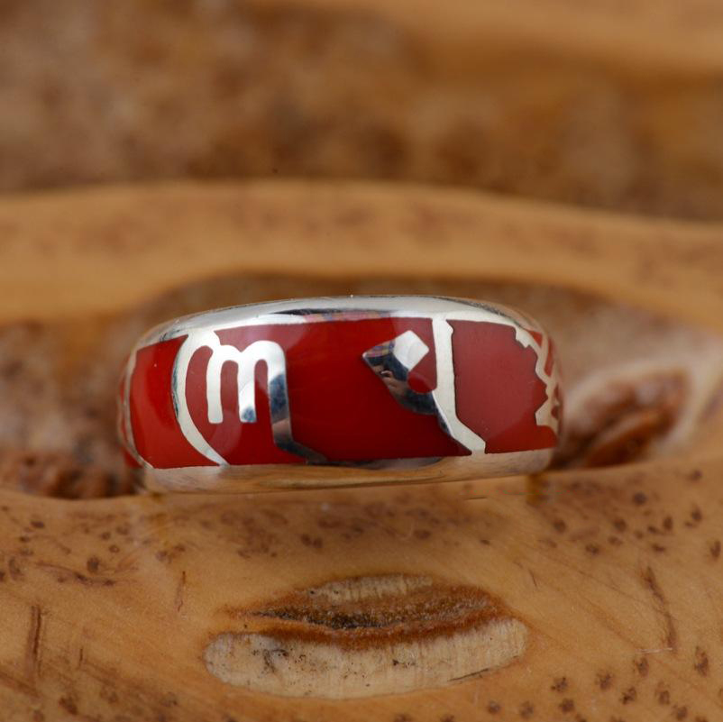 Nepal Handmade Jewellery Designs 925 Silver OM MANI PADME HUM Mantra Red Coral Ring